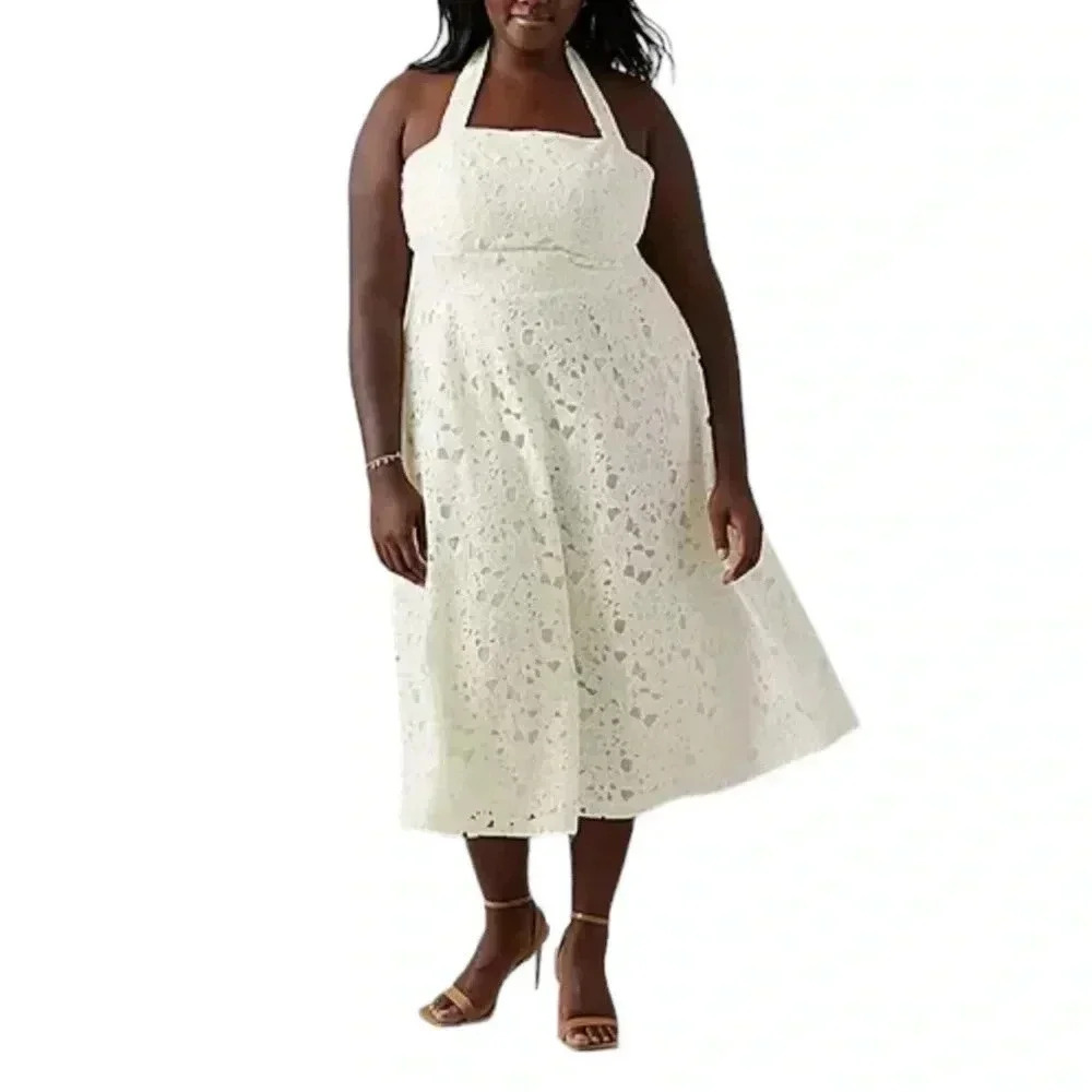Prabal Gurung halter off white dress size 22W